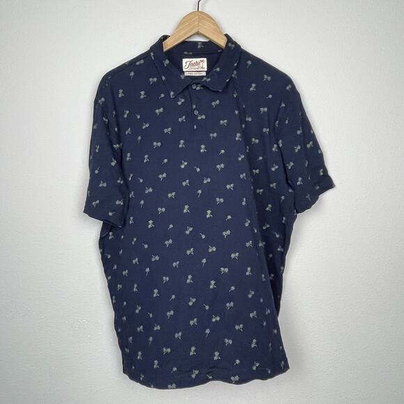 JACH'S NY Men's Polo Shirt XL Blue Pima Cotton Palm Tree Print Resort Casual - Picture 1 of 7